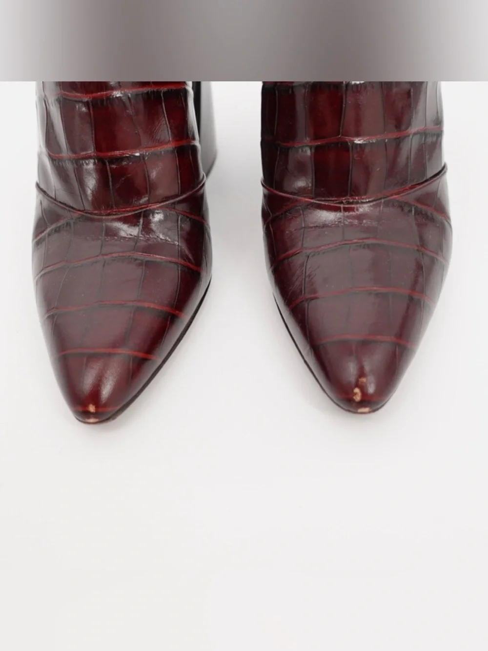 Chloé Croc Embossed Slingback Mule Block Heel Burgundy EU 38 - Picture 4 of 9
